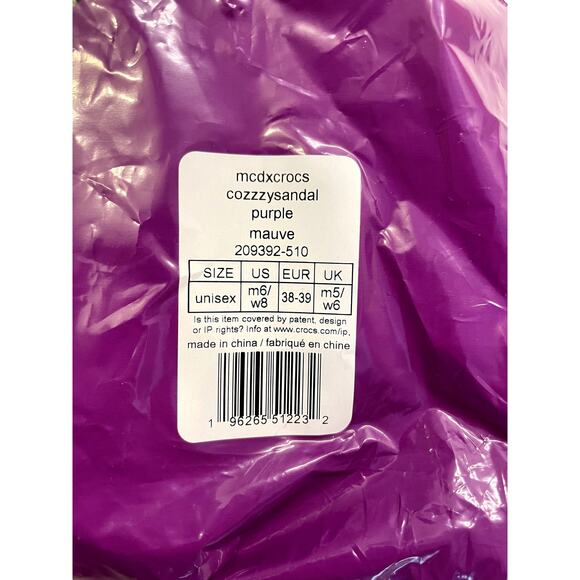 NEW MCDONALD’S X CROCS GRIMACE COZZZY SANDAL (W8/M6) - Picture 3 of 4